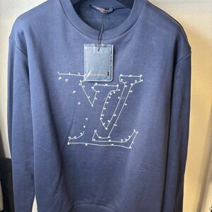 Louis Vuitton Stitches Dark Blue Crewneck Sweater Authentic New Size L